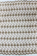 Embroidered Flower Fabric - Coffee - Floral Design Scalloped Border Fabric By Yard