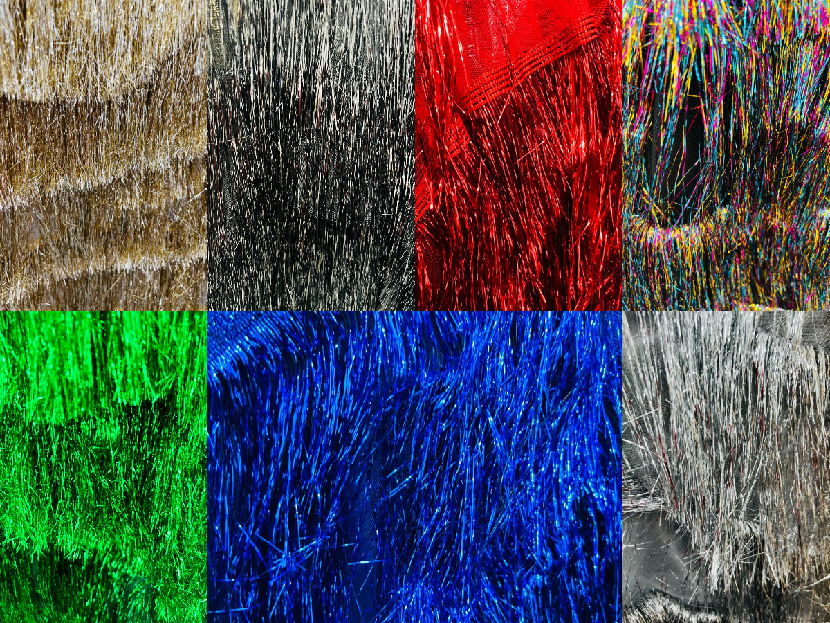 Metallic Fringe Eyelash Design - Embroidered 2 Way Stretch Fancy Fringe By Yard