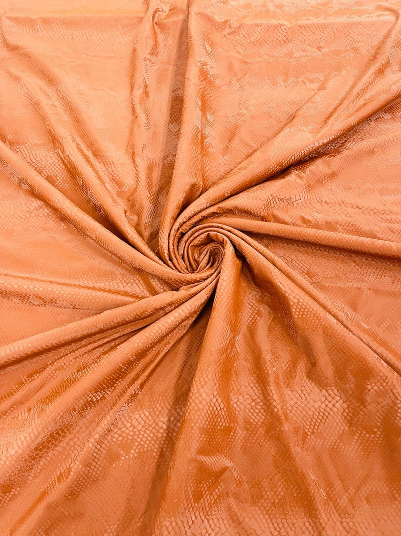 Snake Skin Spandex Fabric - Copper - Matte Snake Print Stretch Costume, Legging Fabric By Yard