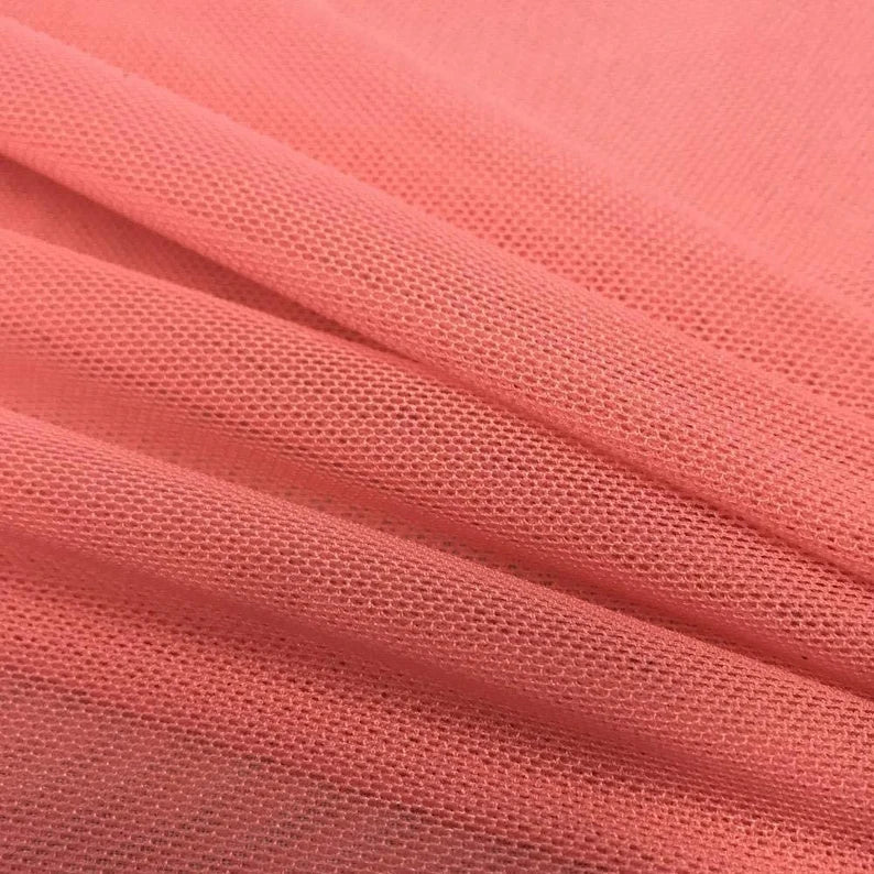 Power Mesh Fabric - Coral - Nylon Lycra Spandex 4 Way Stretch Fabric  58"/60" By Yard