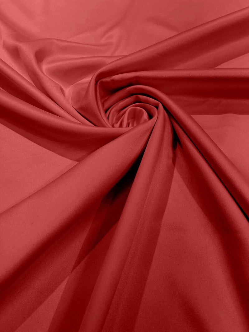 58/59" Satin Stretch Fabric Matte L'Amour - Coral - Stretch Matte Satin Fabric Sold By Yard