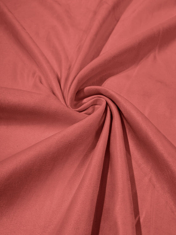 Faux Suede Fabric - Coral - 58" Polyester Micro Suede Fabric for Upholstery / Tablecloth/ Costume By Yard