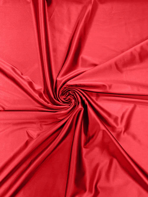 60" Heavy Shiny Satin Fabric - Coral - Stretch Shiny Satin Fabric Sold By Yard