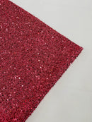 Sequins on Metallic Foil - Coral - 5mm Sequins Confetti 2Way Stretch Spandex Fabric by yard