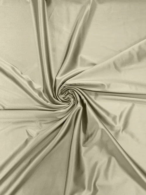 60" Heavy Shiny Satin Fabric - Cream - Stretch Shiny Satin Fabric Sold By Yard