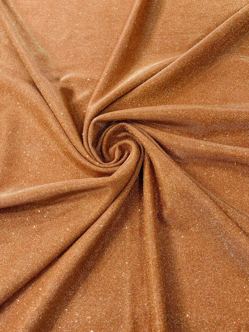 Shimmer Glitter Fabric - Cinnamon - Luxury Sparkle Stretch Solid Fabric Sold By Yard