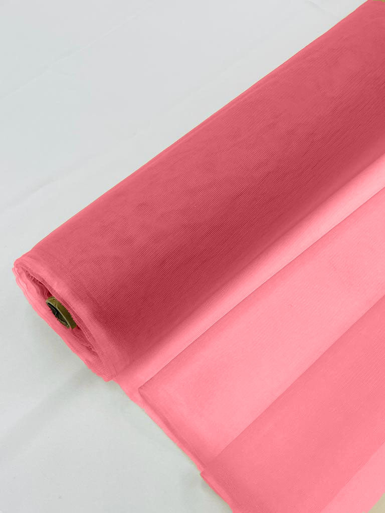 Illusion Mesh Sheer Fabric - Coral - 60" Wide Illusion Mesh Fabric Sold By The Yard