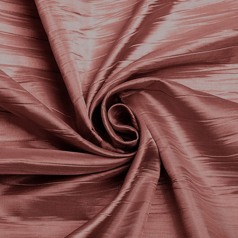 54" Crushed Taffeta Fabric - Dark Dusty Rose - Crushed Taffeta Creased Fabric Sold by The Yard