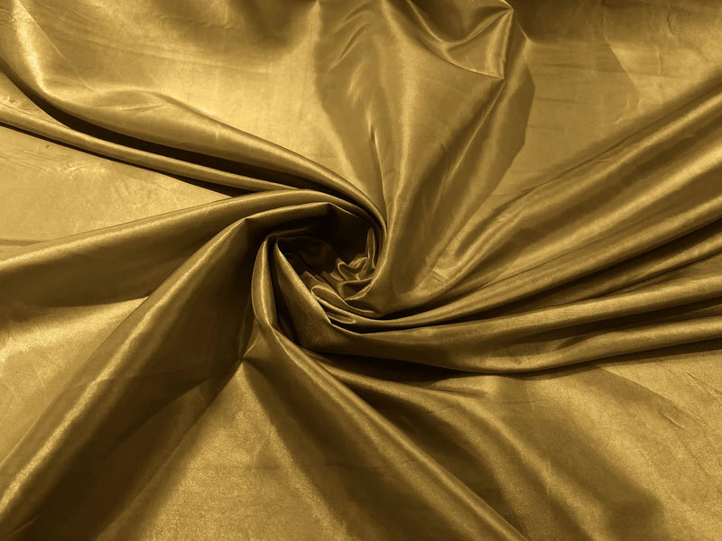 58" Solid Taffeta Fabric - Dark Gold - Solid Taffeta Fabric for Fashion / Crafts Sold by Yard