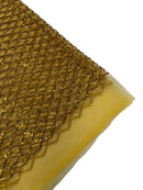 Diamond Sequins Fabric - Dark Gold - Diamond Geometric Net Design on Mesh Lace Fabric By Yard