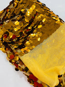 Round Large Sequins - Dark Gold - Paillette Large Round Sequins Design Fabric By Yard