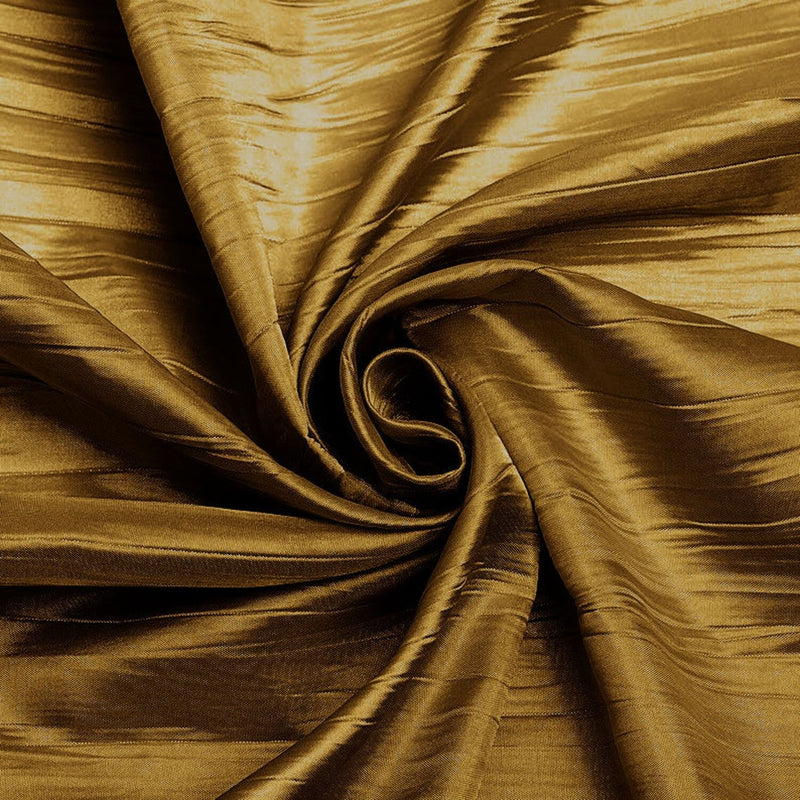 54" Crushed Taffeta Fabric - Dark Gold  - Crushed Taffeta Creased Fabric Sold by The Yard