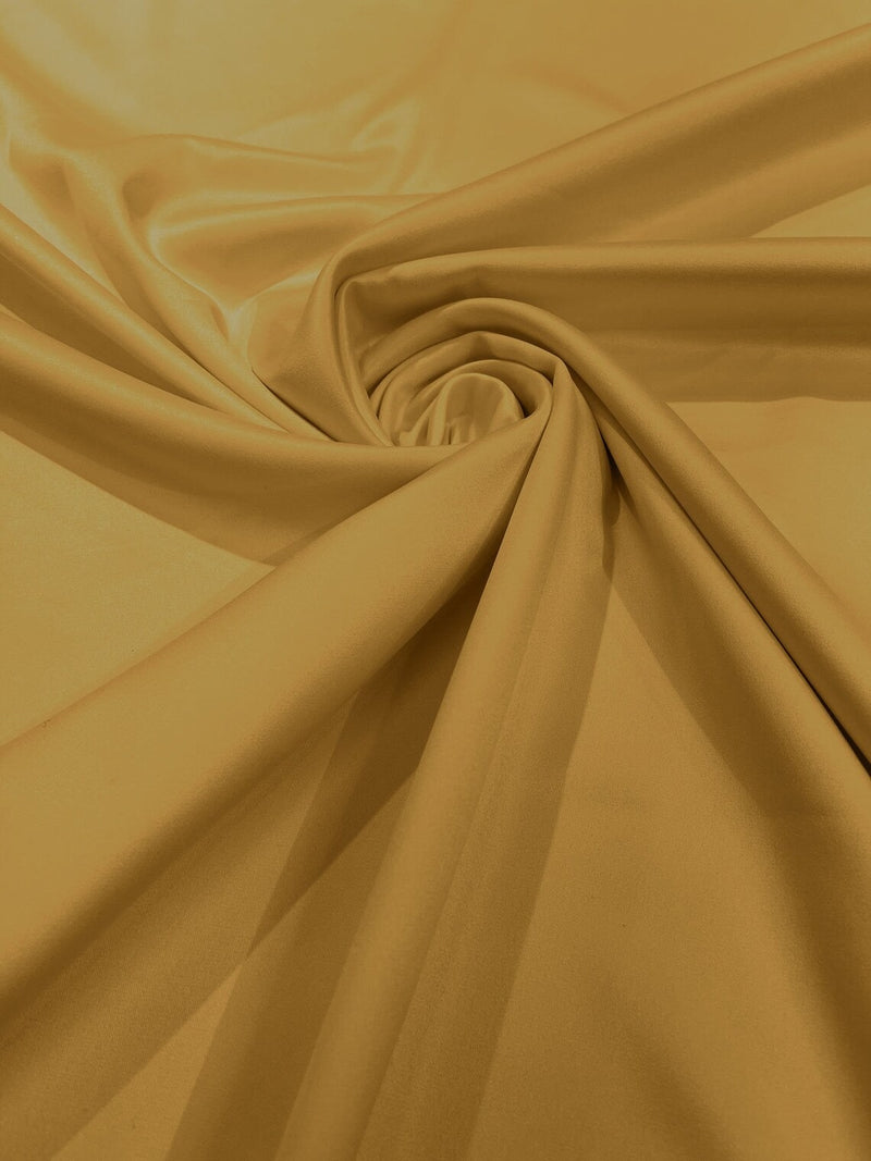 58/59" Satin Stretch Fabric Matte L'Amour - Dark Gold - Stretch Matte Satin Fabric Sold By Yard