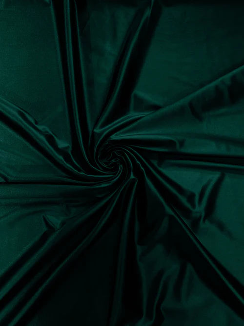 60" Heavy Shiny Satin Fabric - Dark Hunter Green - Stretch Shiny Satin Fabric Sold By Yard