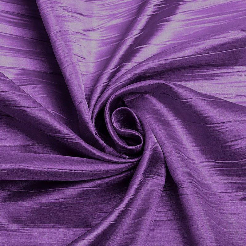 54" Crushed Taffeta Fabric - Dark Lavender - Crushed Taffeta Creased Fabric Sold by The Yard