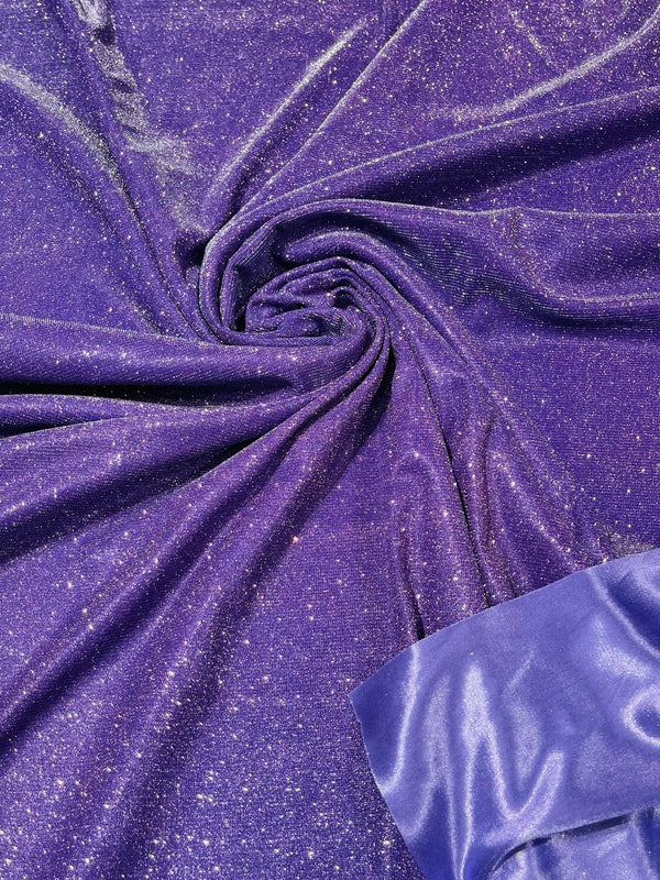 Shimmer Glitter Fabric - Dark Lavender- Luxury Sparkle Stretch Solid Fabric Sold By Yard