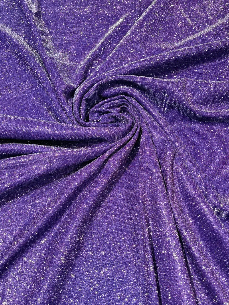 Shimmer Glitter Fabric - Dark Lavender- Luxury Sparkle Stretch Solid Fabric Sold By Yard