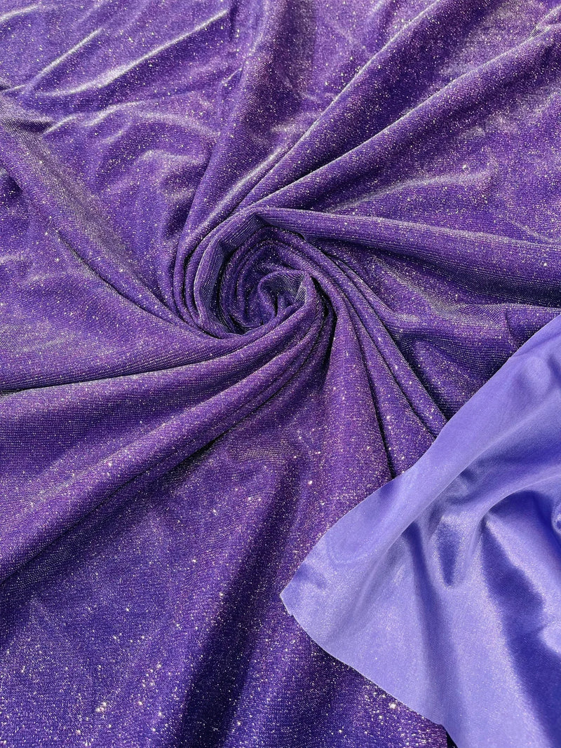 Shimmer Glitter Fabric - Dark Lavender- Luxury Sparkle Stretch Solid Fabric Sold By Yard