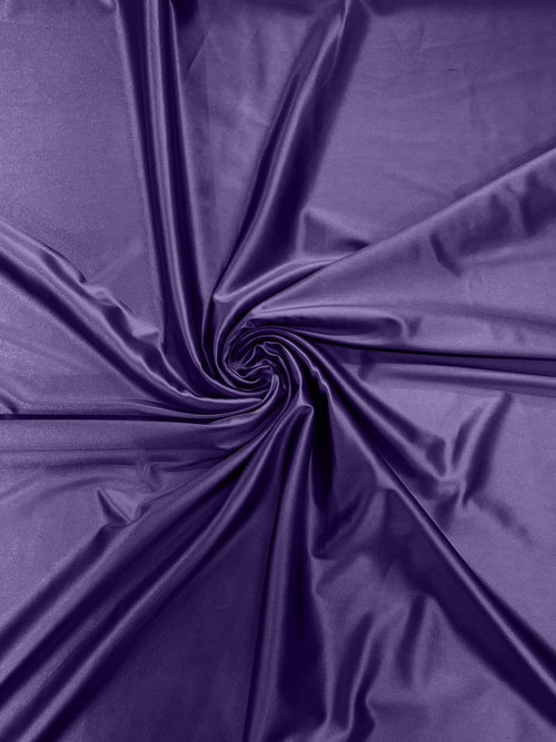 60" Heavy Shiny Satin Fabric - Dark Lavender - Stretch Shiny Satin Fabric Sold By Yard