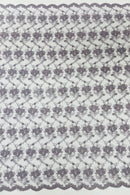 Embroidered Flower Fabric - Dark Lilac - Floral Design Scalloped Border Fabric By Yard