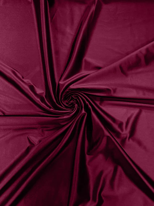 60" Heavy Shiny Satin Fabric - Dark Magenta - Stretch Shiny Satin Fabric Sold By Yard