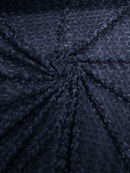 58" Minky Swirl Rose Fabric - Dark Navy Blue - Soft Rosebud Plush Fur Fabric Sold By The Yard