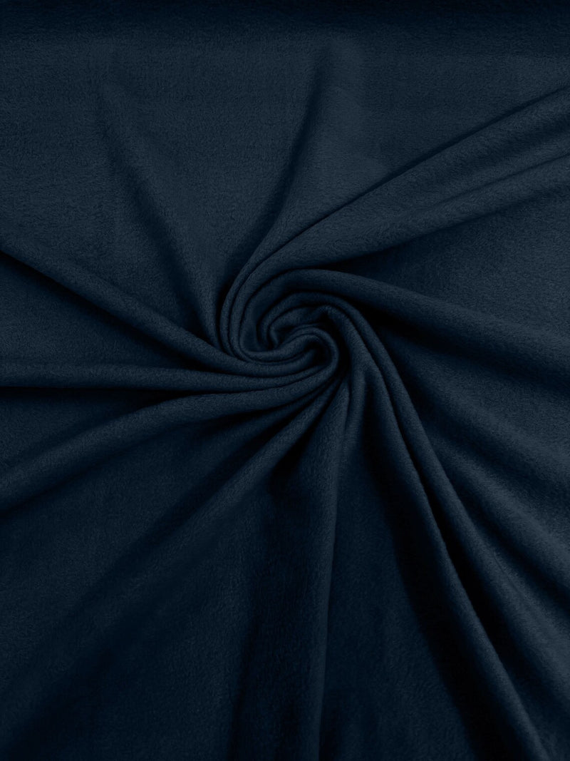 58" Soft Solid Polar Fleece Fabric - Dark Navy Blue - Anti-Pill Soft Polar Fleece Fabric Sold by Yard