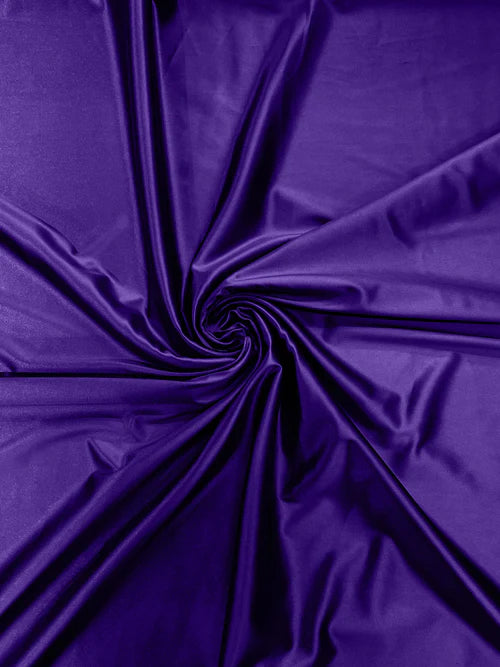 60" Heavy Shiny Satin Fabric - Dark Purple - Stretch Shiny Satin Fabric Sold By Yard