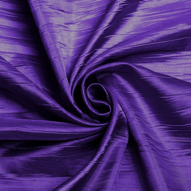 54" Crushed Taffeta Fabric - Dark Purple  - Crushed Taffeta Creased Fabric Sold by The Yard
