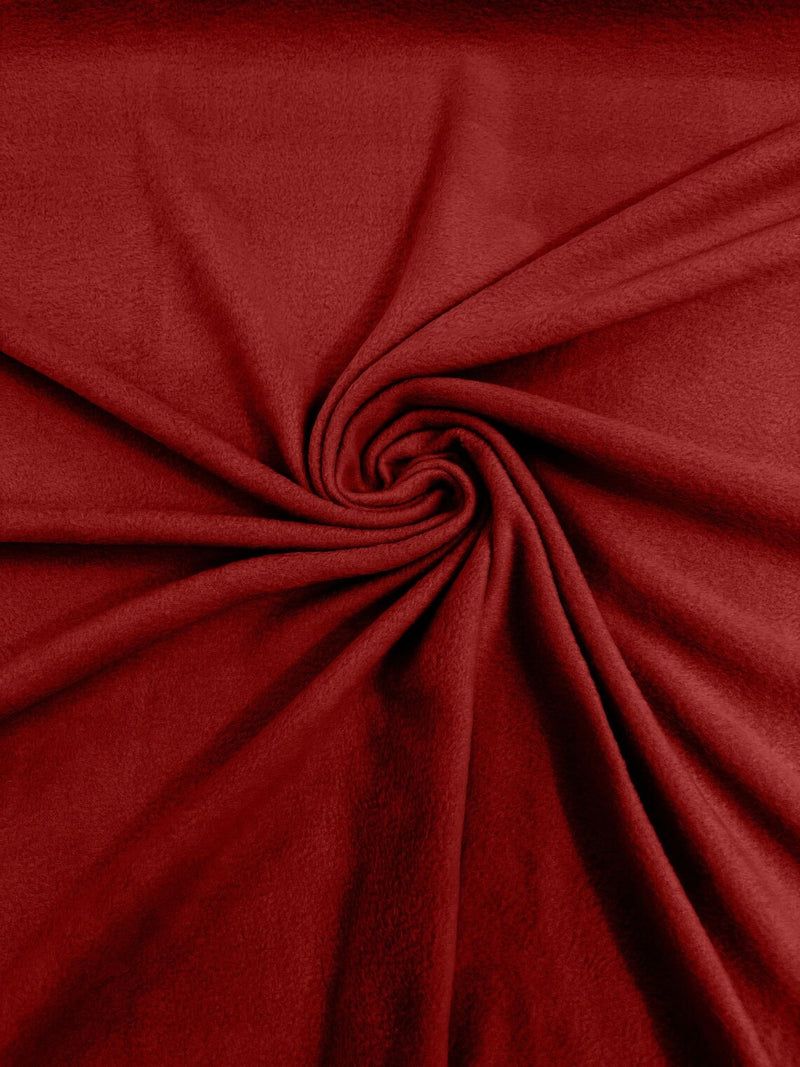 58" Soft Solid Polar Fleece Fabric - Dark Red - Anti-Pill Soft Polar Fleece Fabric Sold by Yard