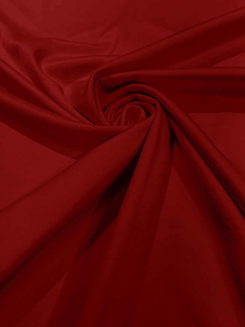 58/59" Satin Stretch Fabric Matte L'Amour - Dark Red - Stretch Matte Satin Fabric By Yard