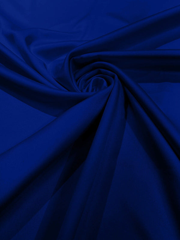 58/59" Satin Stretch Fabric Matte L'Amour - Dark Royal Blue - Stretch Matte Satin Fabric By Yard