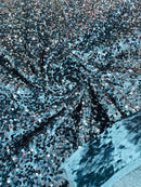 Stretch Velvet Sequins Fabric - Dark Teal - Velvet Sequins 2 Way Stretch 58/60” By Yard