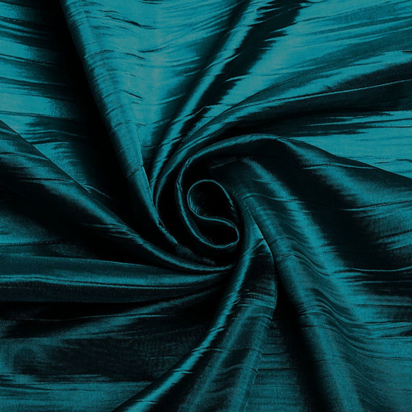 54" Crushed Taffeta Fabric - Dark Teal - Crushed Taffeta Creased Fabric Sold by The Yard