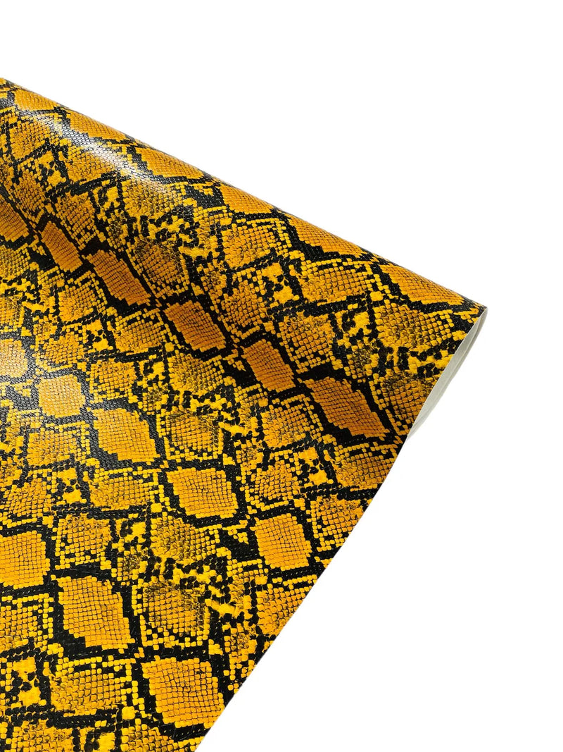 Python Snake Print Gold Snake Python Faux Leather Vinyl - Desert Gold - 3D Snake Print Design