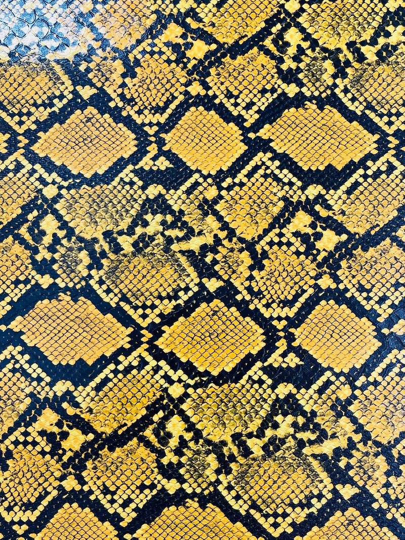 Python Snake Print Gold Snake Python Faux Leather Vinyl - Desert Gold - 3D Snake Print Design