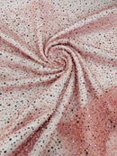 3D Beaded Mesh Fabric - Dusty Pink - Embroidered Beaded Lace Mesh Fabric with Small Sequins Sold By Yard