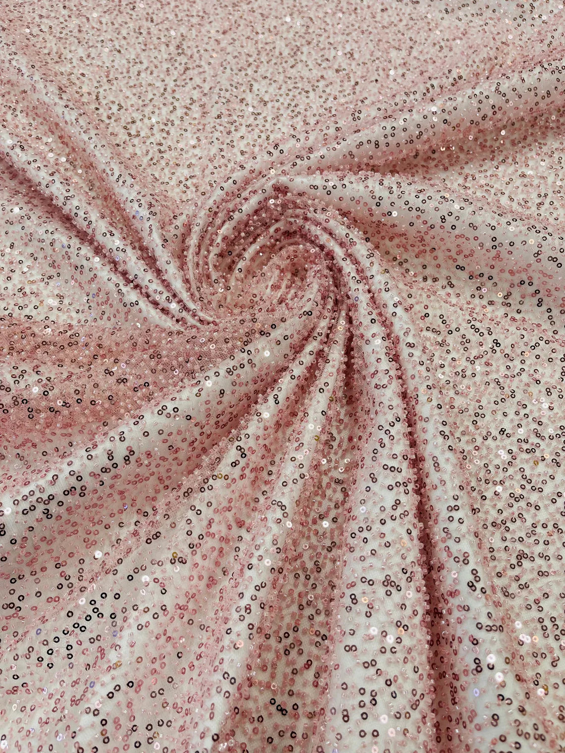 3D Beaded Lace Fabric - Dusty Pink - Heavy Embroidery Handmade Lace, Beaded Fabric By Yard