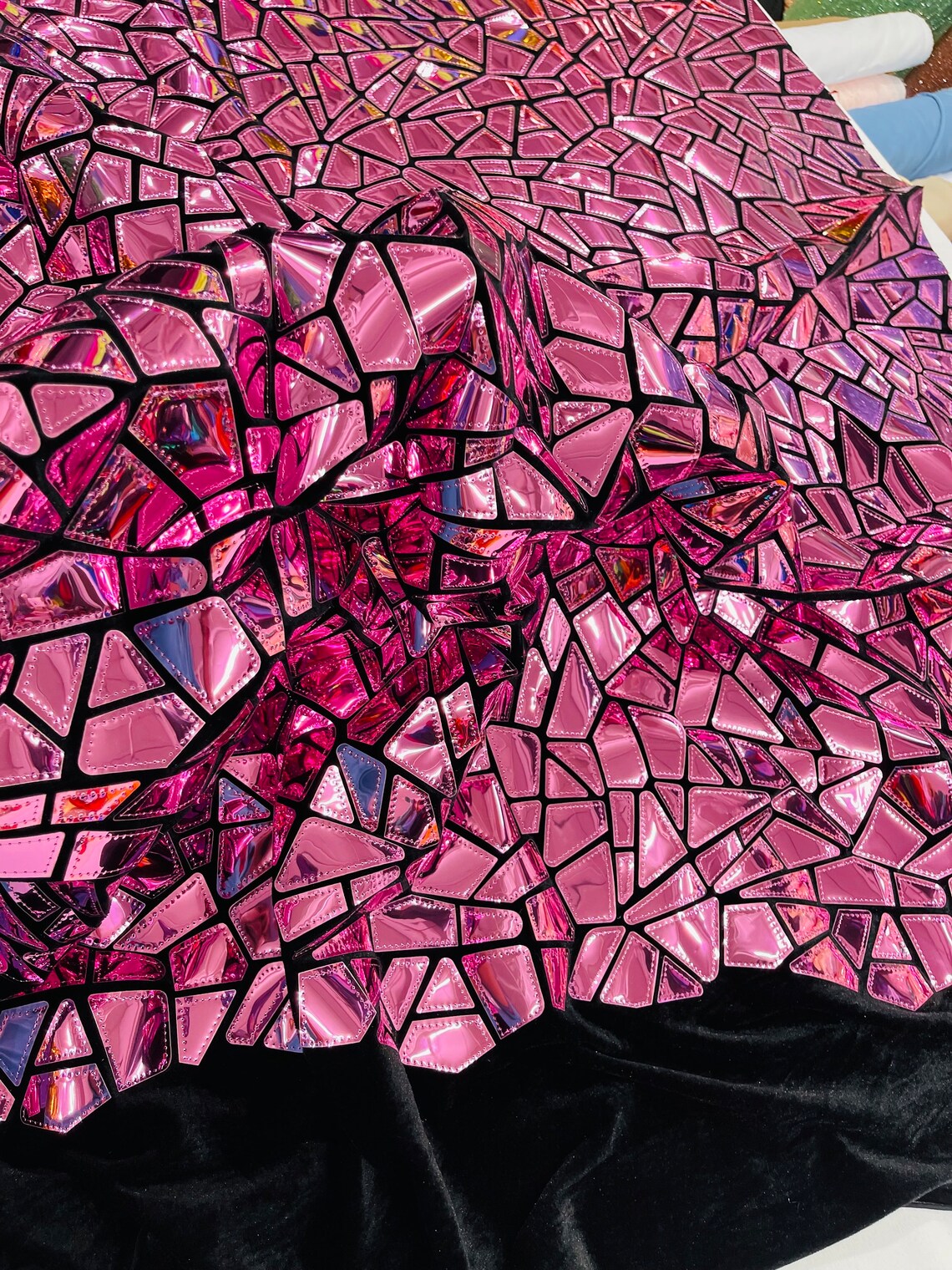 Mirror Sequins Velvet Fabric - Dusty Pink - Large Shiny Mirror Cut Sequins By Yard