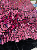 Mirror Sequins Velvet Fabric - Dusty Pink - Large Shiny Mirror Cut Sequins By Yard