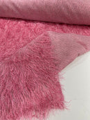 Metallic Eyelash Fabric - Dusty Pink - Feather/Eyelash/Fringe Design on Mesh By Yard