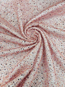 3D Beaded Mesh Fabric - Dusty Pink - Embroidered Beaded Lace Mesh Fabric with Small Sequins Sold By Yard