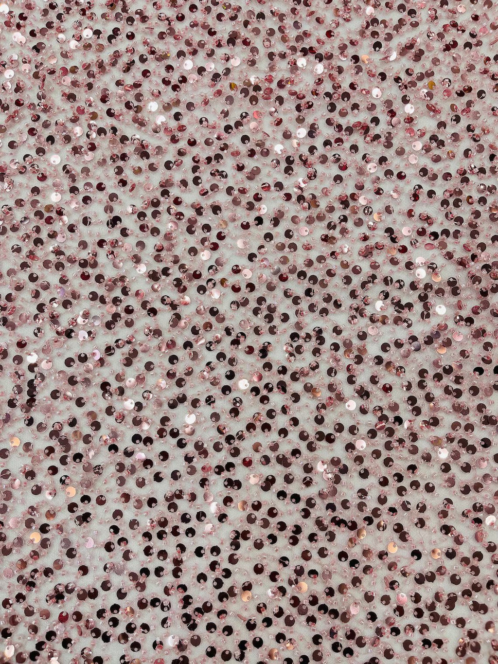 Pearl Sequins Bead Fabric - Dusty Pink - Small Beads and Sequins Embroidered on Lace By Yard