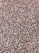Pearl Sequins Bead Fabric - Dusty Pink - Small Beads and Sequins Embroidered on Lace By Yard