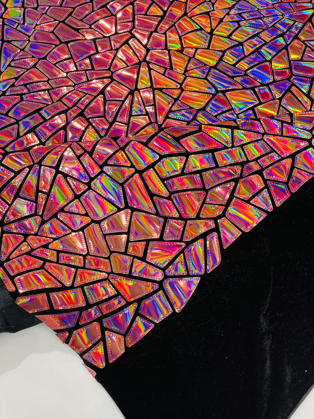 Mirror Sequins Velvet Fabric - Iridescent Dusty Pink - Large Shiny Mirror Cut Sequins By Yard