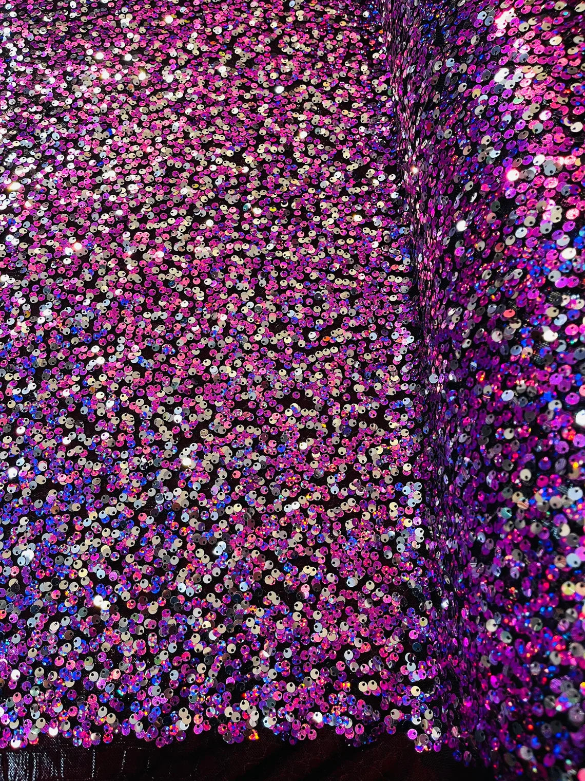 Multi-Color Sequins Mesh - Dusty Rose / Silver - Shiny Sequins Design on Spandex Mesh Fabric By Yard