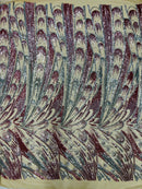 Multi-Color Sequins Design - Dusty Rose / Silver - 4 Way Stretch Sequins Fabric By The Yard