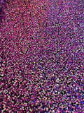 Multi-Color Sequins Mesh - Dusty Rose / Silver - Shiny Sequins Design on Spandex Mesh Fabric By Yard