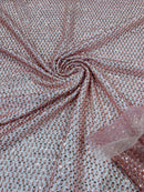 Beaded Glitter Tulle Fabric - Dusty Rose - 60" Wide Shiny Glitter Mesh Fabric Sold By The Yard
