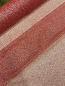 Shimmer Glitter Mesh Fabric - Dusty Rose - Shiny Glitter Dots Design on Lace Mesh Sold By Yard